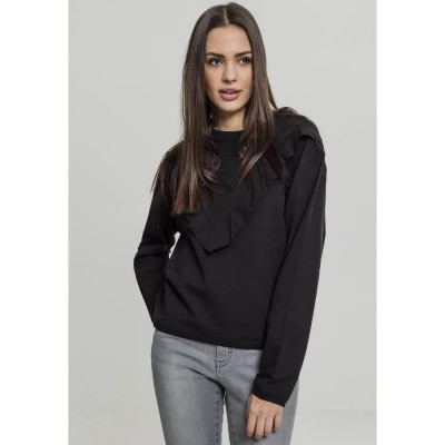 тениска,дамски,тениски,urban,classics,terry,flying,crew,long,sleeve,t,shirt,black,(black)