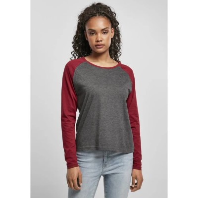 тениска,дамски,тениски,urban,classics,contrast,raglan,big,long,sleeve,t,shirt,marron,foncé,bordeaux,(brown)