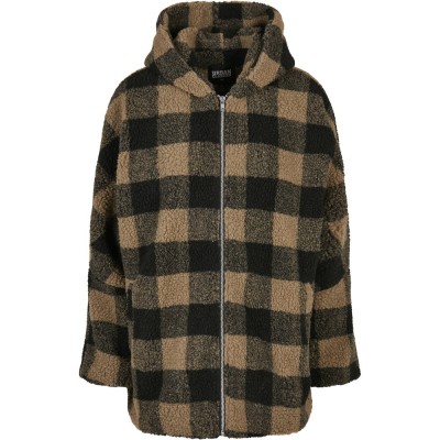 яке,дамски,якета,и,палта,urban,classics,hooded,oversized,check,sherpa,big,jacket,beige