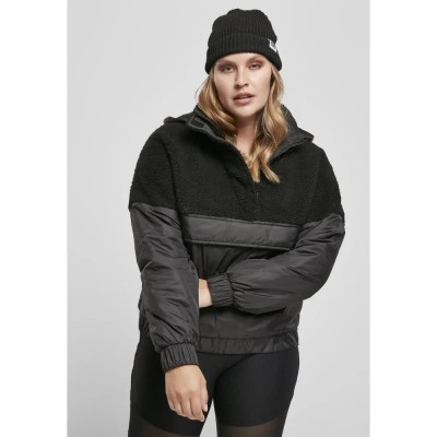 яке,дамски,якета,и,палта,urban,classics,sherpa,mix,pull,over,big,jacket,black