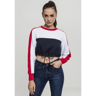 тениска,дамски,тениски,urban,classics,3,tone,stripe,crew,t,shirt,navy,blue,white,red,(blue)