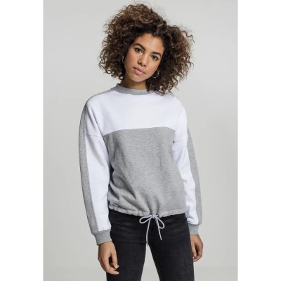 тениска,дамски,тениски,urban,classics,oversized,2,tone,stripe,crew,t,shirt,grey,(gray,white)