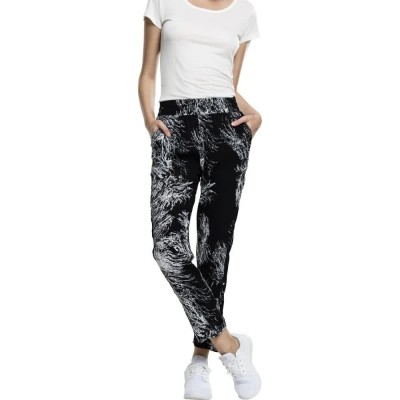 панталони,дамски,панталони,urban,classics,beach,pants,black,(black,white)