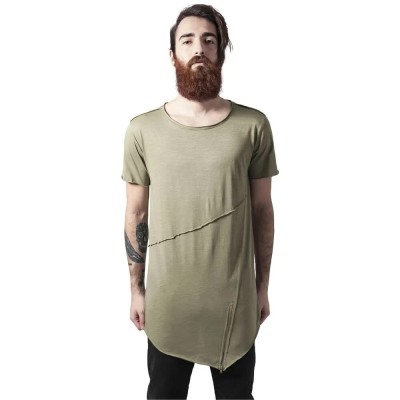 тениска,мъжки,тениски,дамски,тениски,urban,classics,long,front,zip,t,shirt,green,(olive,green)