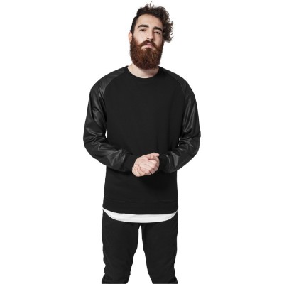 тениска,мъжки,тениски,urban,classics,raglan,leather,imitation,crew,t,shirt,black