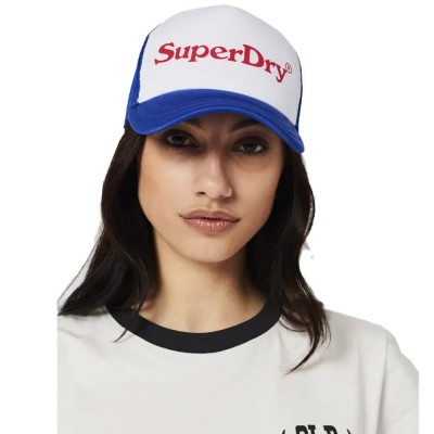 шапка,всички,шапки,superdry,vintage,graphic,trucker,cap,regal,blue,(white)