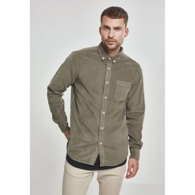 риза,с,дълъг,ръкав,мъжки,ризи,urban,classics,corduroy,long,sleeve,shirt,green,(olive)