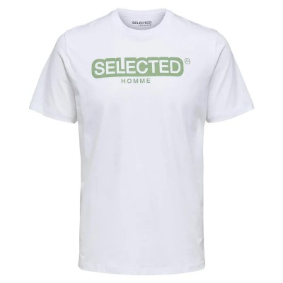 тениска,мъжки,тениски,selected,regular,daniel,short,sleeve,t,shirt,white,(bright,white,print,loden,frost,logo)