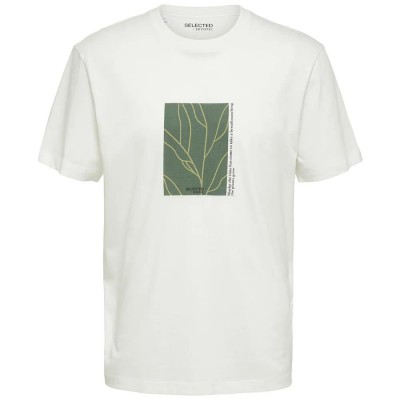 тениска,мъжки,тениски,selected,relaxed,rob,short,sleeve,t,shirt,bright,white,print,green,print,(white)