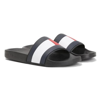 мъжки,джапанки,и,чехли,tommy,hilfiger,rubber,flag,slides,black
