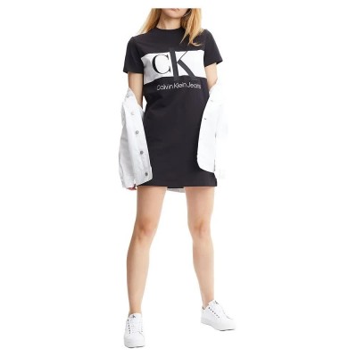 дънки,дамски,поли,и,рокли,calvin,klein,jeans,blocking,short,sleeve,short,dress,black