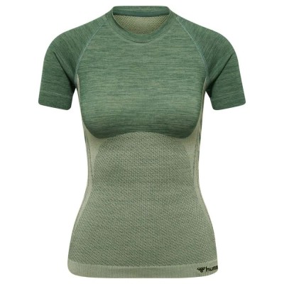 тениска,дамски,тениски,hummel,cleaa,seamless,short,sleeve,t,shirt,laurel,wreath,lily,pad,melange,(green)