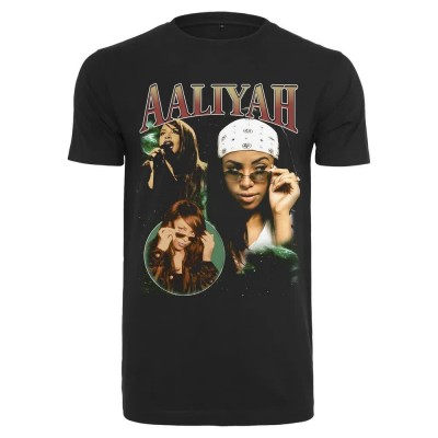 тениска,дамски,тениски,mister,tee,aaliyah,retro,short,sleeve,t,shirt,black,(black)