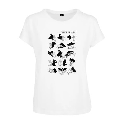тениска,дамски,тениски,mister,tee,talk,to,the,hand,box,short,sleeve,t,shirt,white,(white)