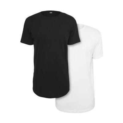 тениска,мъжки,тениски,urban,classics,pre,pack,shaped,long,2,pack,t,shirt,black,white,(black)