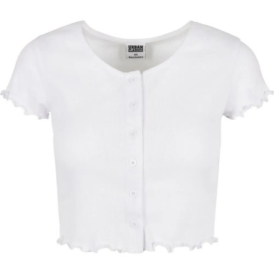 тениска,дамски,тениски,urban,classics,cropped,button,up,rib,short,sleeve,t,shirt,white,(white)