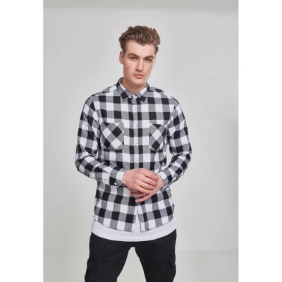 риза,с,дълъг,ръкав,мъжки,ризи,urban,classics,basic,flannel,long,sleeve,shirt,black,white,(black)