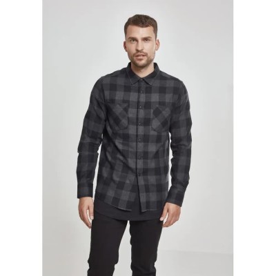 риза,с,дълъг,ръкав,мъжки,ризи,urban,classics,basic,flannel,long,sleeve,shirt,black,brown,(black)