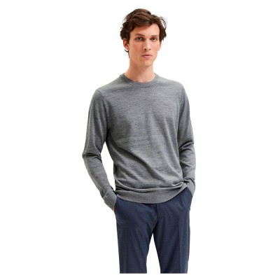мъжка,блуза,мъжки,пуловери,selected,town,merino,coolmax,crew,neck,sweater,grey