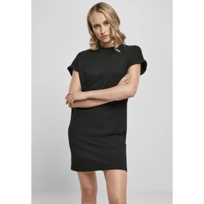 тениска,дамски,поли,и,рокли,urban,classics,t,shirt,cut,on,short,sleeve,dress,black,(black)