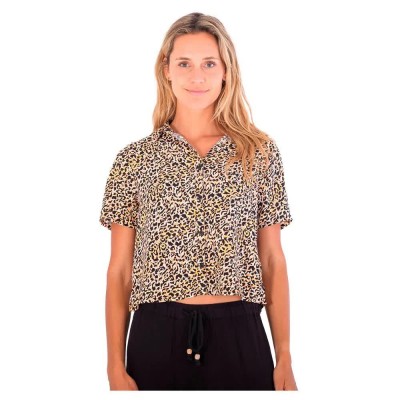 риза,с,къс,ръкав,дамски,блузи,дамски,ризи,hurley,mia,woven,short,sleeve,shirt,prtpk,(brown)