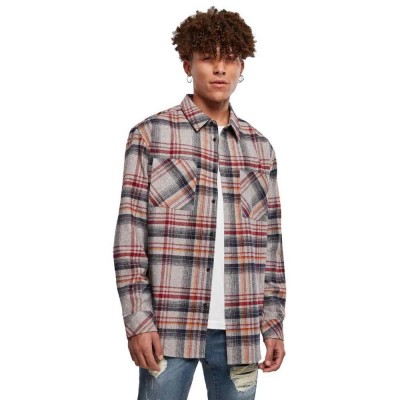 карирана,риза,мъжки,ризи,urban,classics,heavy,curved,oversized,checked,long,sleeve,shirt,grey,(grey,red)