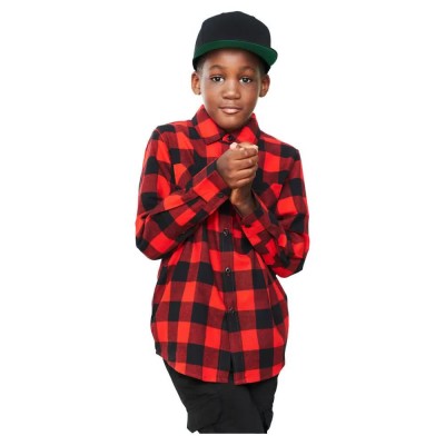 карирана,риза,детски,ризи,urban,classics,checked,flanell,long,sleeve,shirt,black,red,(red)
