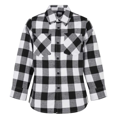 карирана,риза,детски,ризи,urban,classics,checked,flanell,long,sleeve,shirt,white,(black,white)