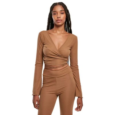 блуза,дамски,блузи,urban,classics,wrapped,sweatshirt,dark,taupe,(brown)