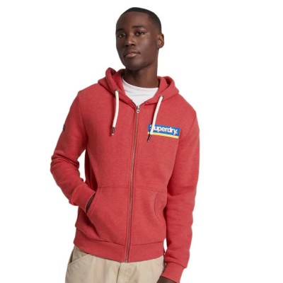 блуза,мъжки,пуловери,superdry,vintage,cl,seasonal,full,zip,sweatshirt,red,(papaya,red,marl)