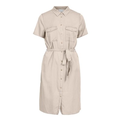 рокля,дамски,поли,и,рокли,vila,bista,short,sleeve,midi,dress,beige