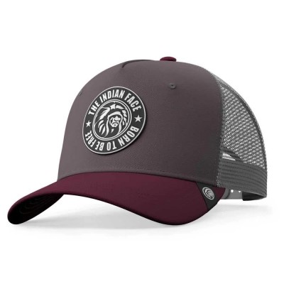 шапка,всички,шапки,the,indian,face,born,to,be,free,trucker,cap,grey,red,(grey)