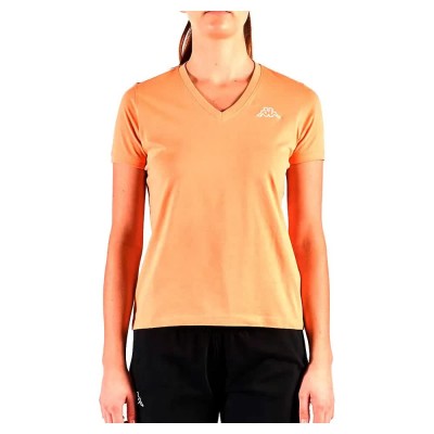 тениска,дамски,тениски,kappa,logo,cabou,short,sleeve,v,neck,t,shirt,orange,(orange,peach)