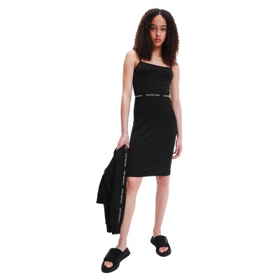 дънки,дамски,поли,и,рокли,calvin,klein,jeans,logo,tape,strappy,dress,black