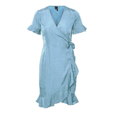 рокля,дамски,поли,и,рокли,vero,moda,henna,2,4,wrap,frill,short,sleeve,dress,blue,(blue,bell,aop,tiny,dots)