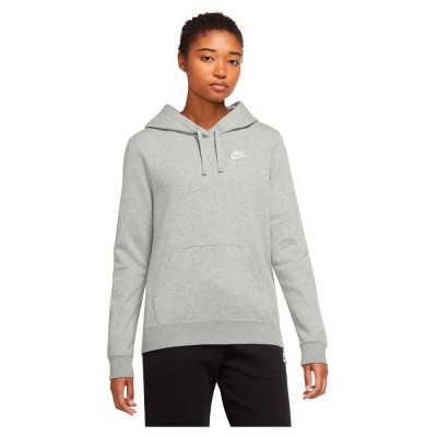 суичър,дамски,блузи,nike,sportswear,club,hoodie,dk,grey,heather,white