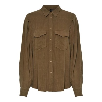 риза,с,дълъг,ръкав,дамски,блузи,дамски,ризи,yas,viggi,long,sleeve,shirt,stone,gray,detail,solid,(green)