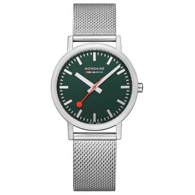 часовник,часовници,mondaine,classic,36,mm,woman,watch,grey,(park,green,st.,steel,brushed,stainlees,steel,mesh)