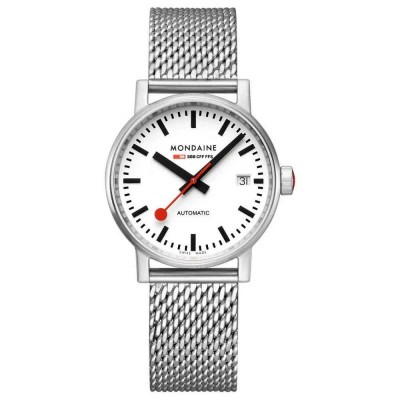 часовник,часовници,mondaine,evo2,automatic,35,mm,woman,watch,white,(white,st.,steel,brushed)