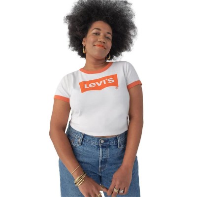 тениска,дамски,тениски,levi´s,®,pl,graphic,mini,ringer,short,sleeve,t,shirt,white,(bright,white,orange,rust)