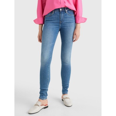 дънки,дамски,панталони,tommy,hilfiger,flex,como,skinny,faded,mid,waist,jeans,blue