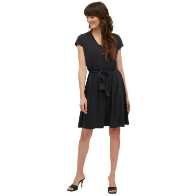 рокля,дамски,поли,и,рокли,vila,modala,belt,short,sleeve,short,dress,black,(black)