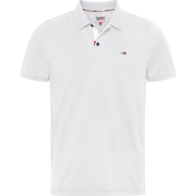 дънки,мъжки,блузи,с,яка,tommy,jeans,slim,placket,short,sleeve,polo,white
