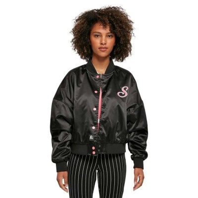 яке,дамски,якета,и,палта,starter,black,label,satin,college,bomber,jacket,black