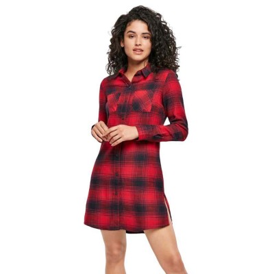рокля,дамски,поли,и,рокли,urban,classics,check,long,sleeve,short,dress,red