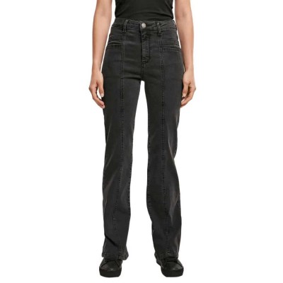 дънки,дамски,панталони,urban,classics,straight,slit,high,waist,jeans,black,washed,(black)