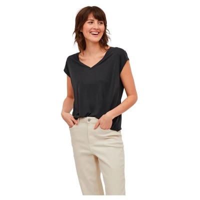 тениска,дамски,тениски,vila,modala,short,sleeve,v,neck,t,shirt,black,(black)