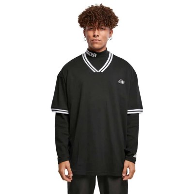 тениска,мъжки,тениски,starter,black,label,basic,sports,short,sleeve,v,neck,t,shirt,black,white,(black)