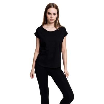 тениска,дамски,тениски,urban,classics,long,back,shaped,slub,short,sleeve,t,shirt,black,(black)