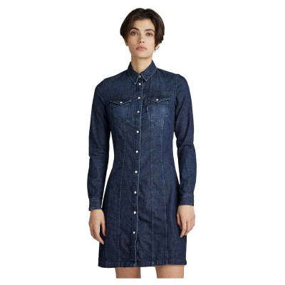 рокля,дамски,поли,и,рокли,g,star,tacoma,slim,flare,long,sleeve,dress,blue